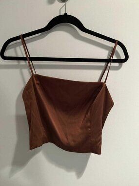 Sunday Best Aritzia Brown Satin Crop Top